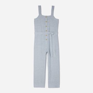 The Linen Jumpsuit | Light Blue / White