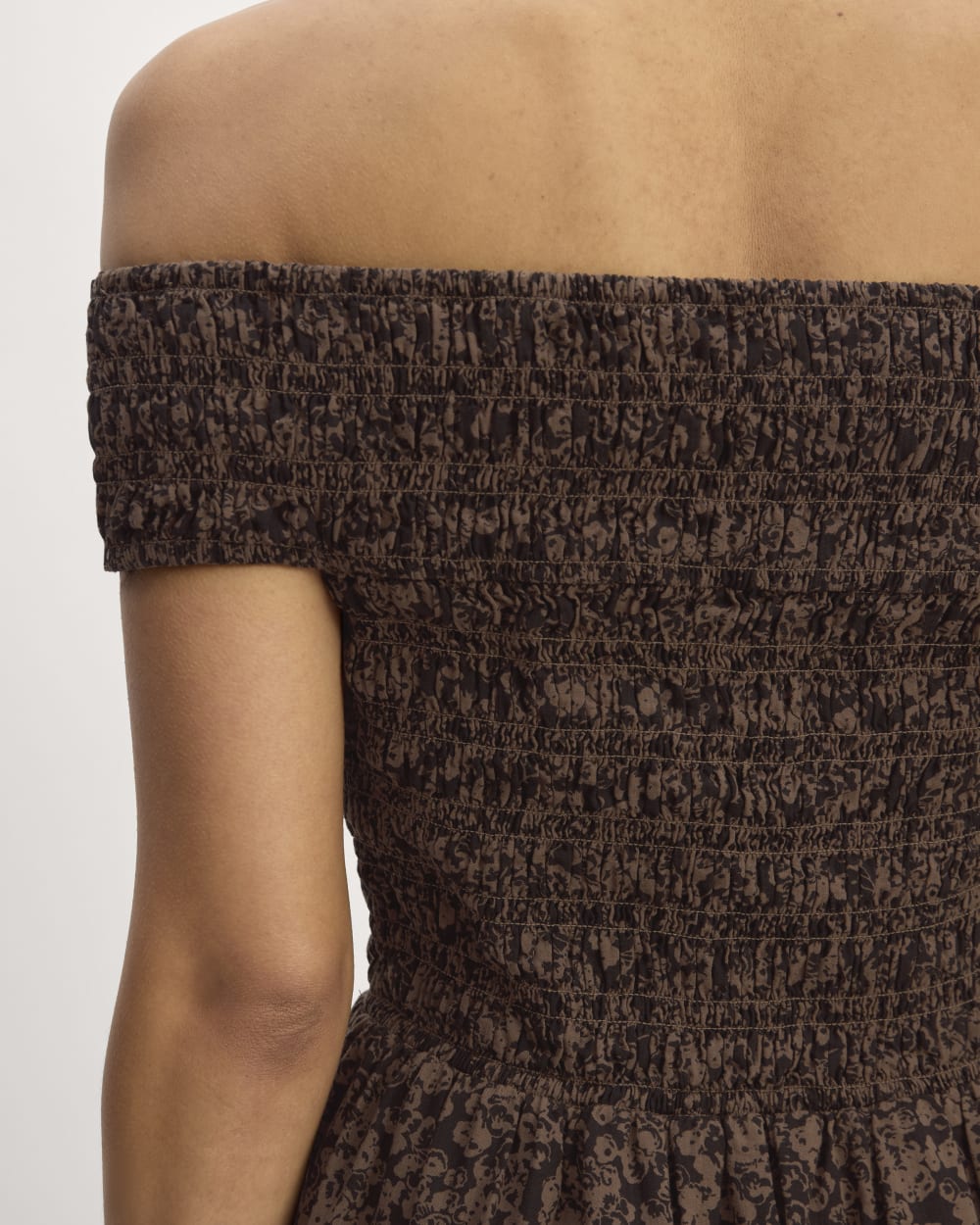 The Gauze Off-the-Shoulder Dress | Black / Cocoa Small Floral - Image 5