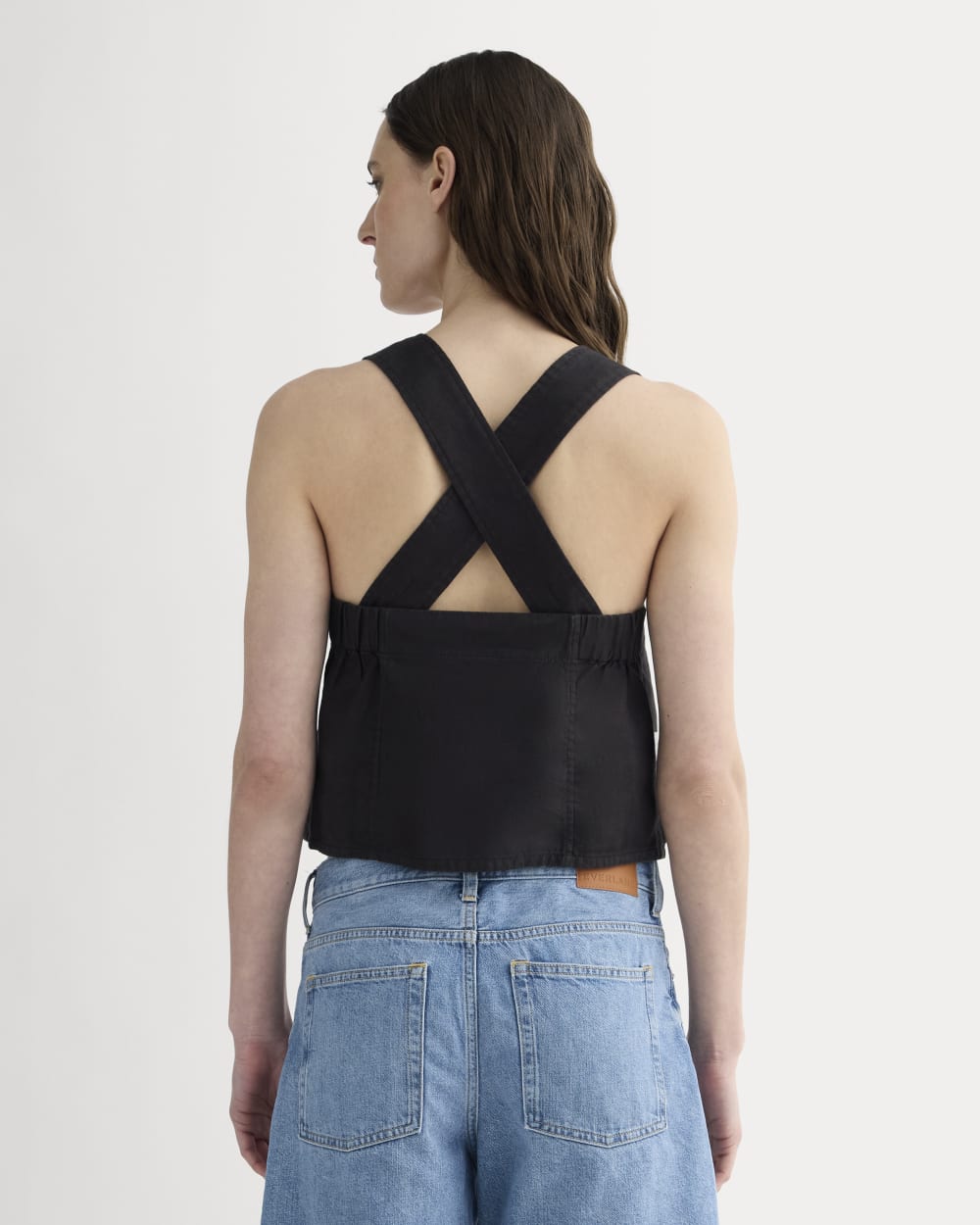 The Crossback Tank in Linen | Black - Image 5