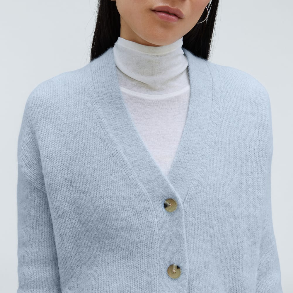 The Alpaca V-Neck Cropped Cardigan | Mist - Image 4