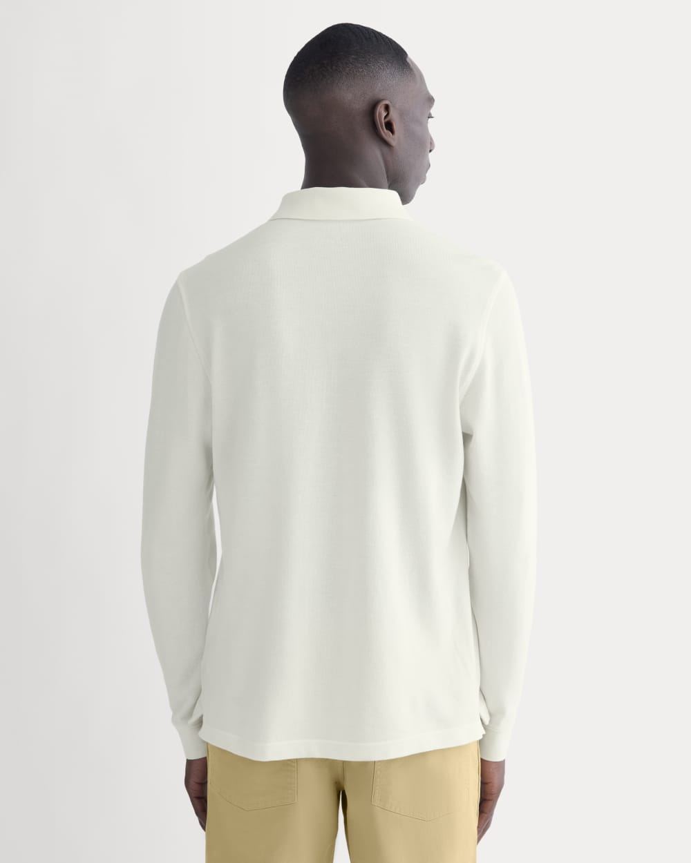 The Long-Sleeve Pique Polo | Bone - Image 5