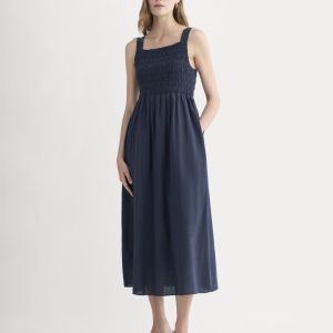 The Gauze Smock Dress | Navy