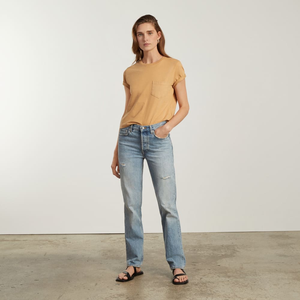 The Box-Cut Tee in Essential Cotton | Iced Coffee | Pocket - Image 4