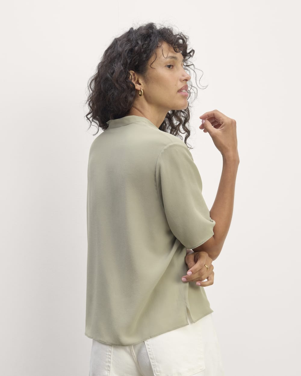 The Popover Top in Washable Silk | Seagrass - Image 6