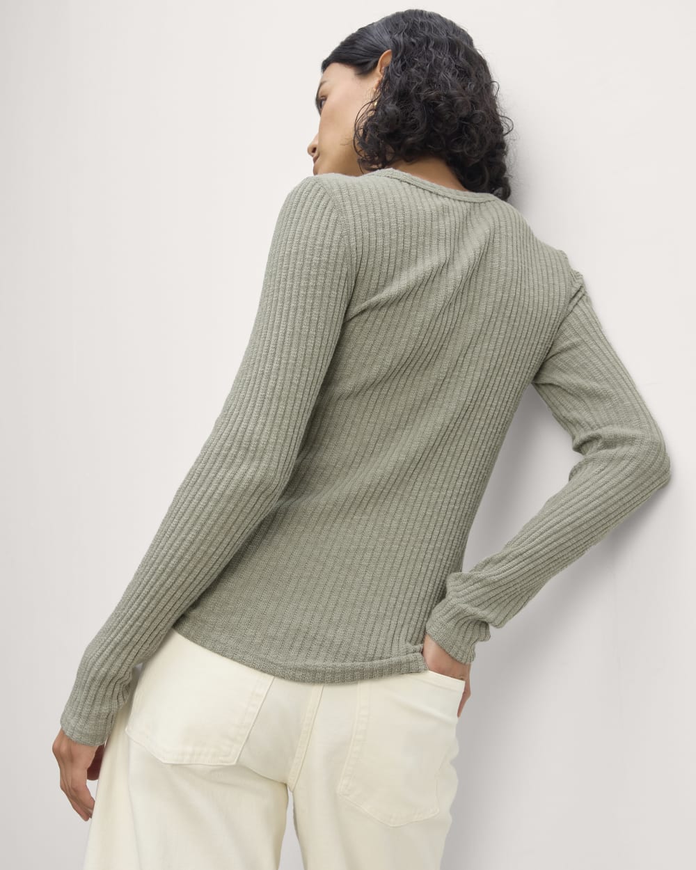 The Cozy Rib Long-Sleeve Tee | Sage Green - Image 6
