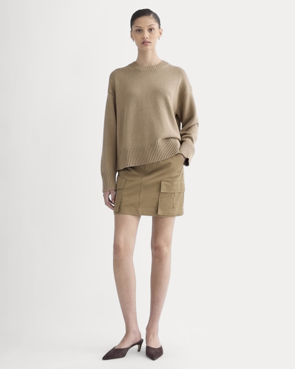 The Boxy Sweater in Everyday Cotton | Dark Heathered Camel - Image 3