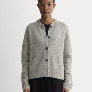 The Crew Cardigan in Alpaca | Heather Stone Grey