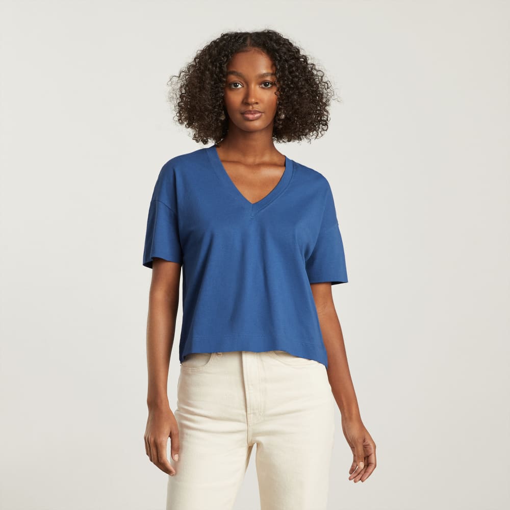 The Organic Cotton Slouchy V-Neck | Deep Blue - Image 2