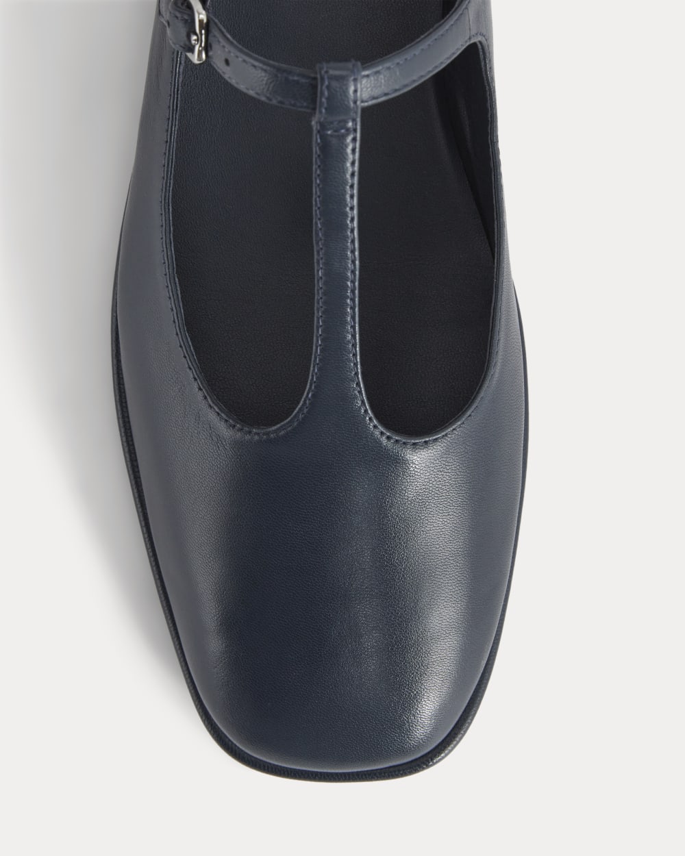 The Leather T-Strap Flat | Navy - Image 6