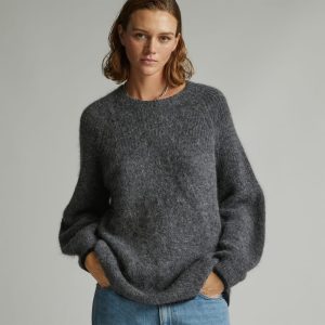 The SuperFuzz Alpaca Oversized Crew | Heathered Charcoal