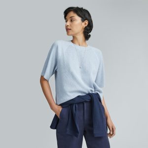 The Organic Cotton Waffle Raglan Tee | Heathered Light Blue