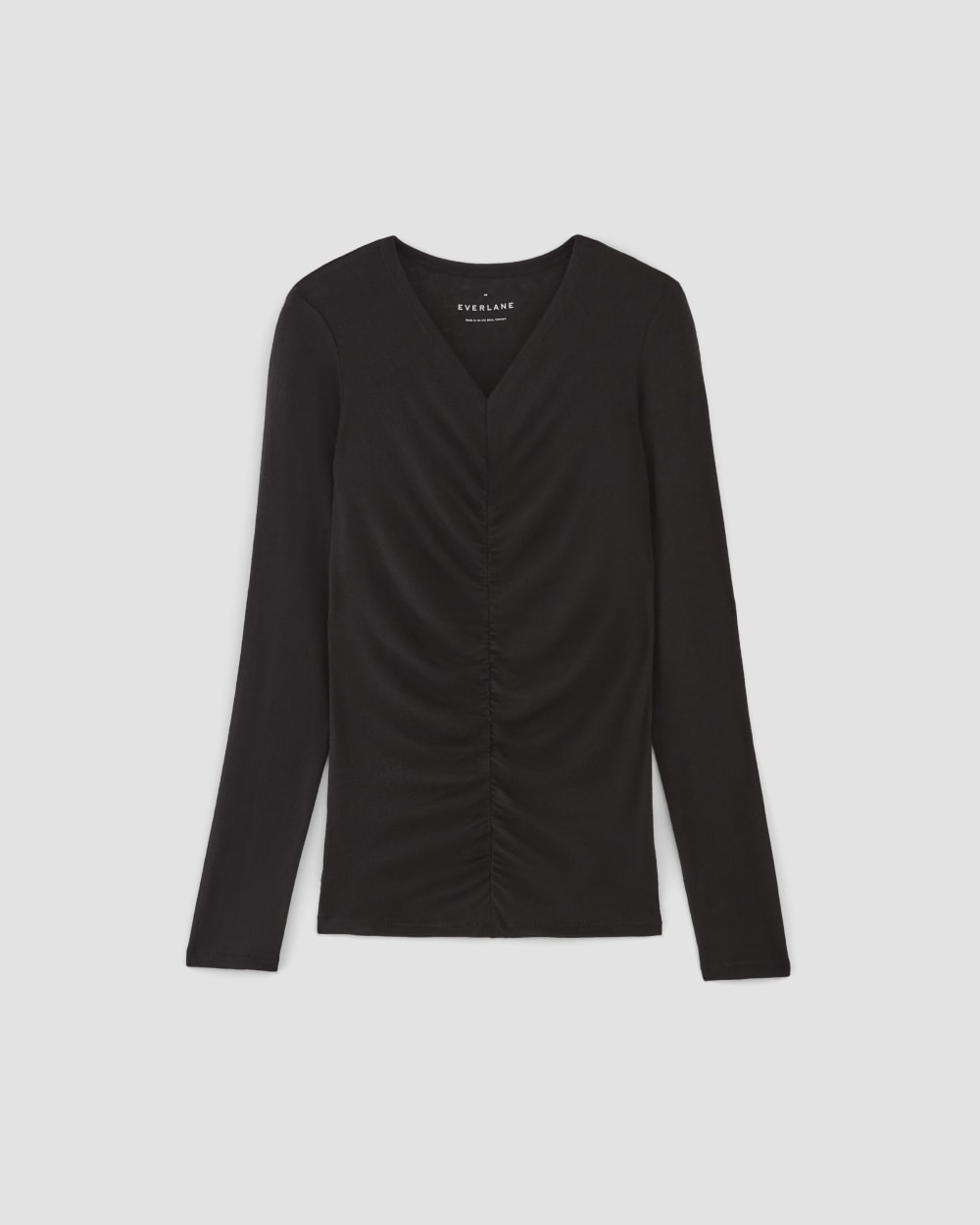 The Ruched V-Neck Tee in Butterluxe | Black - Image 2