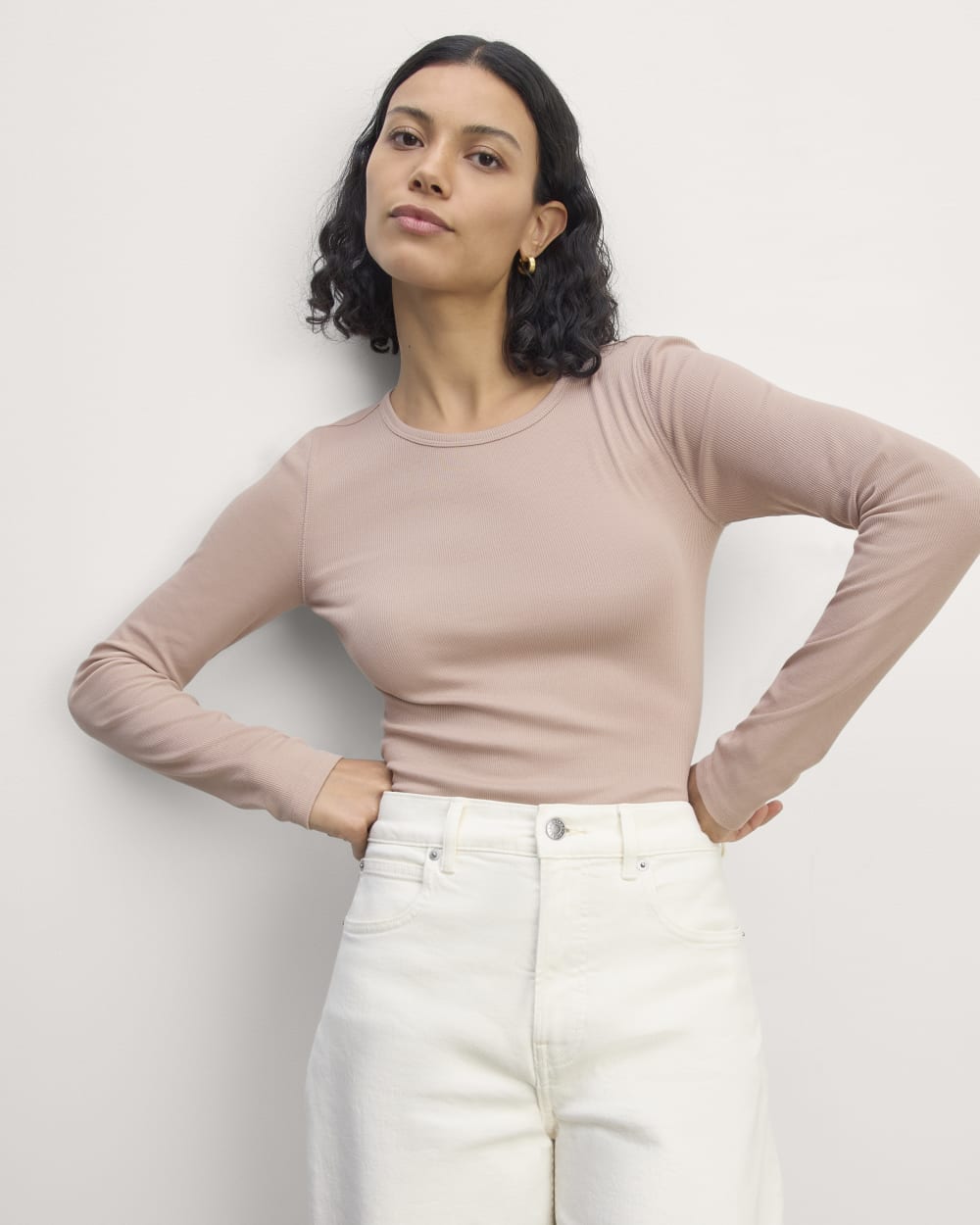 The Luxe Rib Long-Sleeve Crew | Dusty Rose