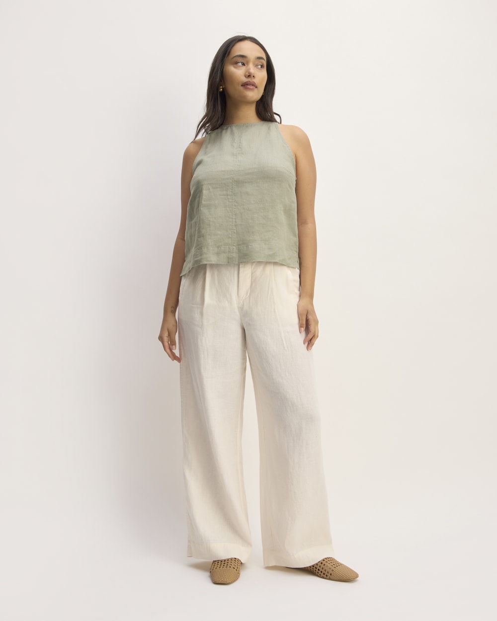 The Linen High-Neck Tank | Sage Green - Image 3