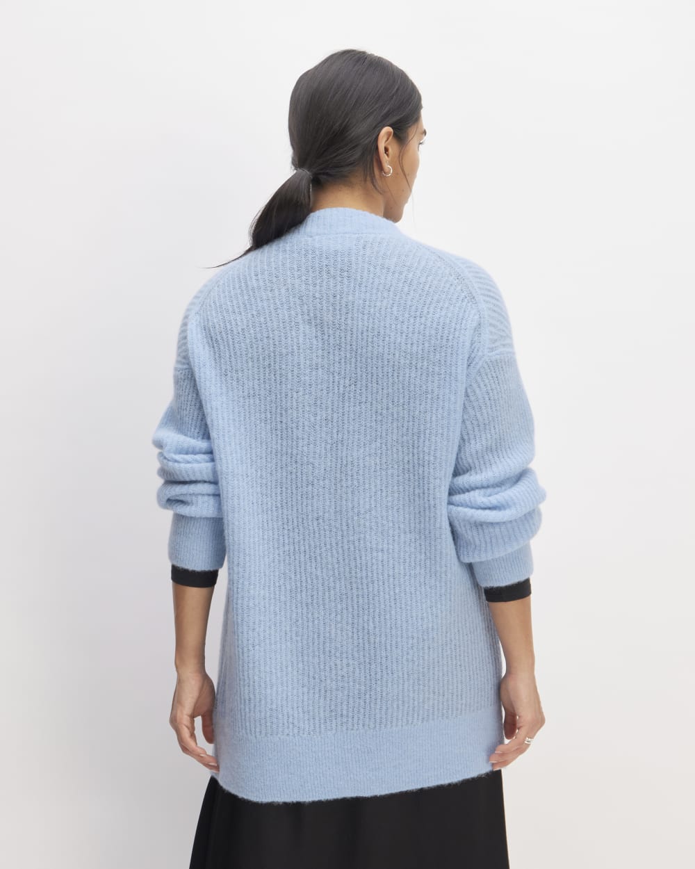 The Alpaca Oversized Cardigan | Chambray Blue - Image 6