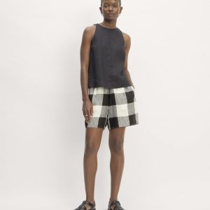 The Linen Easy Short | Bone / Black Check