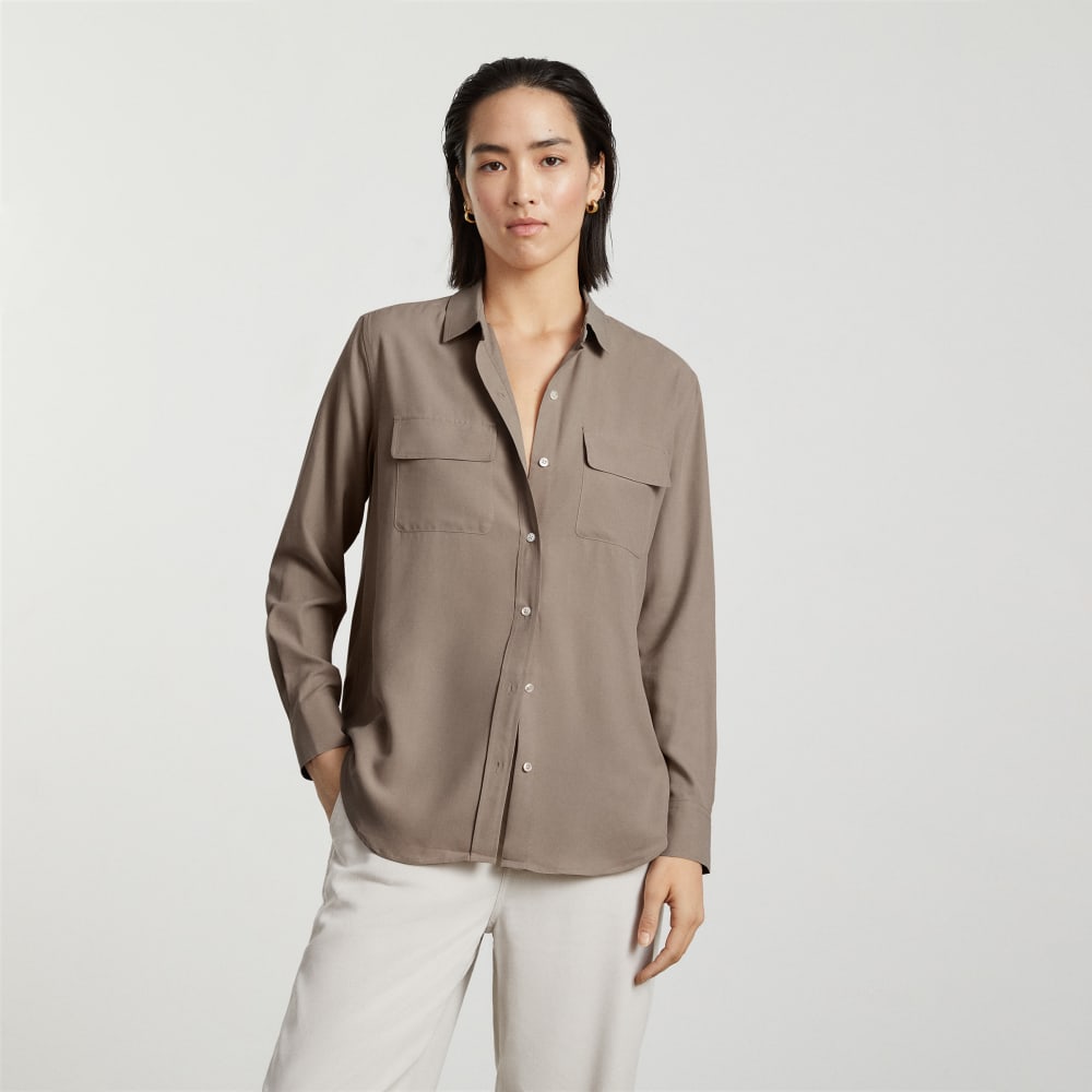 The Washable Silk Relaxed Shirt | Burnt Sugar - Image 2