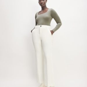 The Long-Sleeve Supima? Square-Neck Bodysuit | Dark Sage | Thong