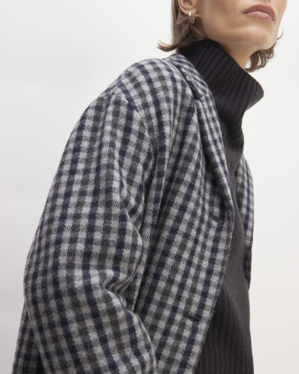 The Italian ReWool? Cocoon Coat | Grey / Charcoal / Navy Check - Image 4