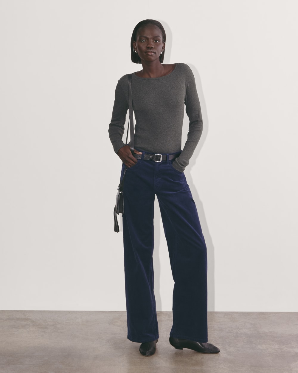 The Luxe Rib Long-Sleeve Crew | Heathered Soot - Image 4