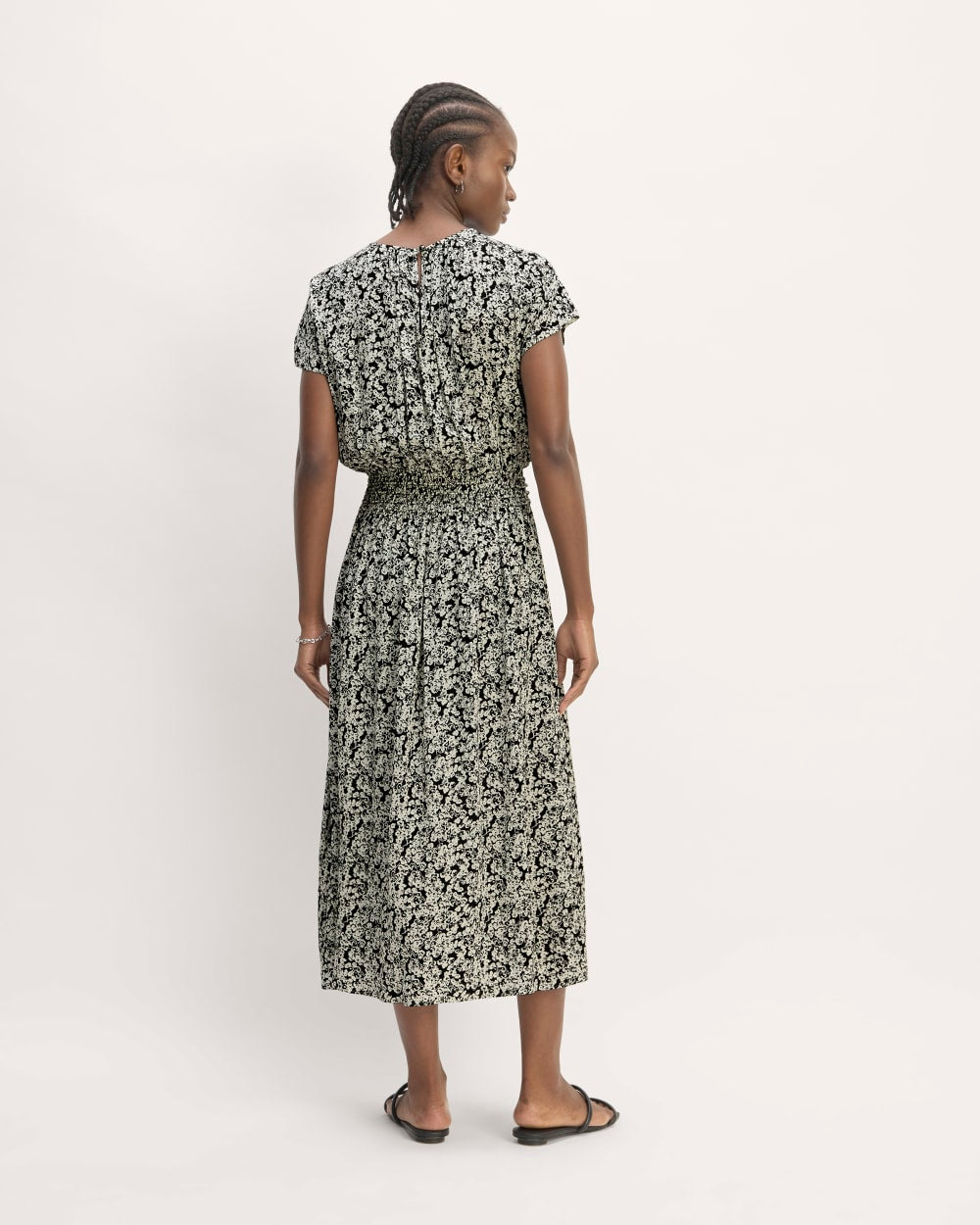 The Gathered Midi Dress | Black / Bone Mini Floral - Image 6