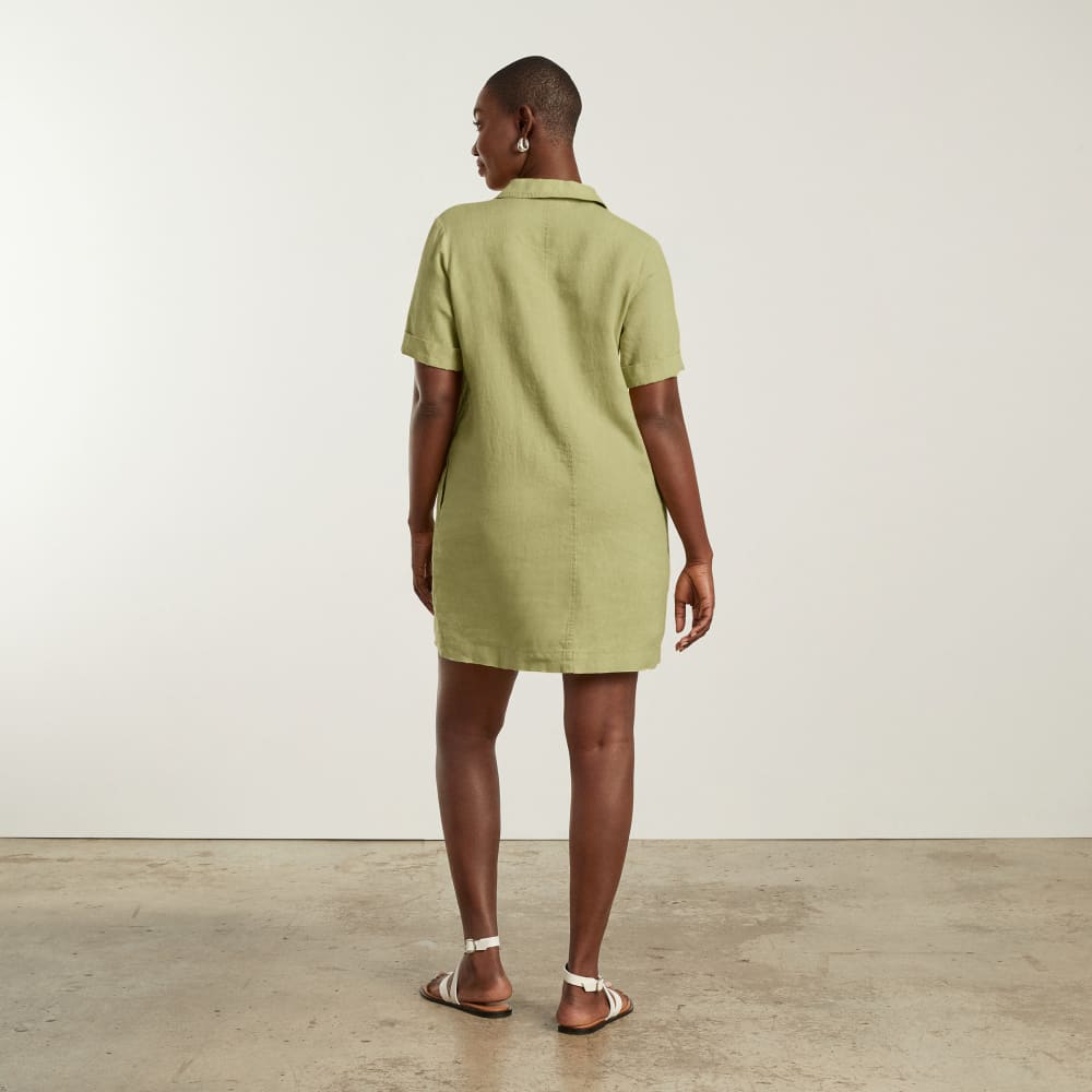 The Linen Workwear Dress | Leek - Image 3