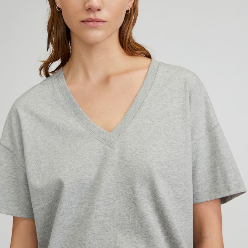 The Organic Cotton Slouchy V-Neck | Heathered Grey - Image 4
