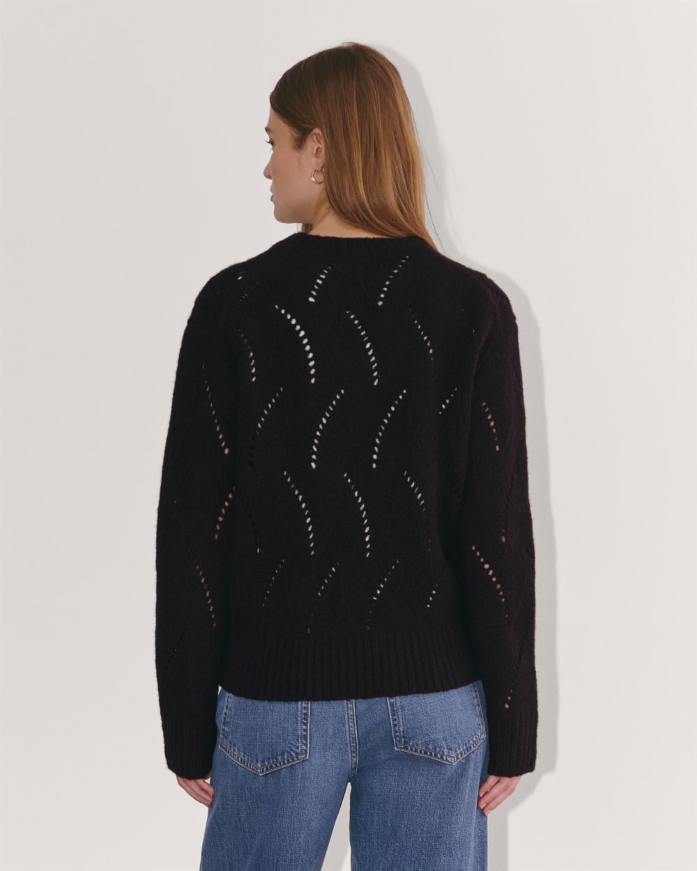The Pointelle Sweater in Cloud | Black - Image 5
