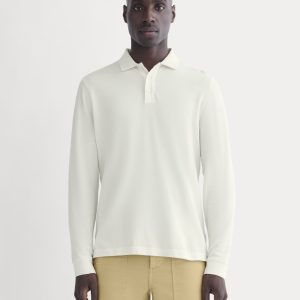 The Long-Sleeve Pique Polo | Bone