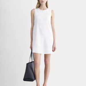 The Shift Dress in Stretch Linen | White