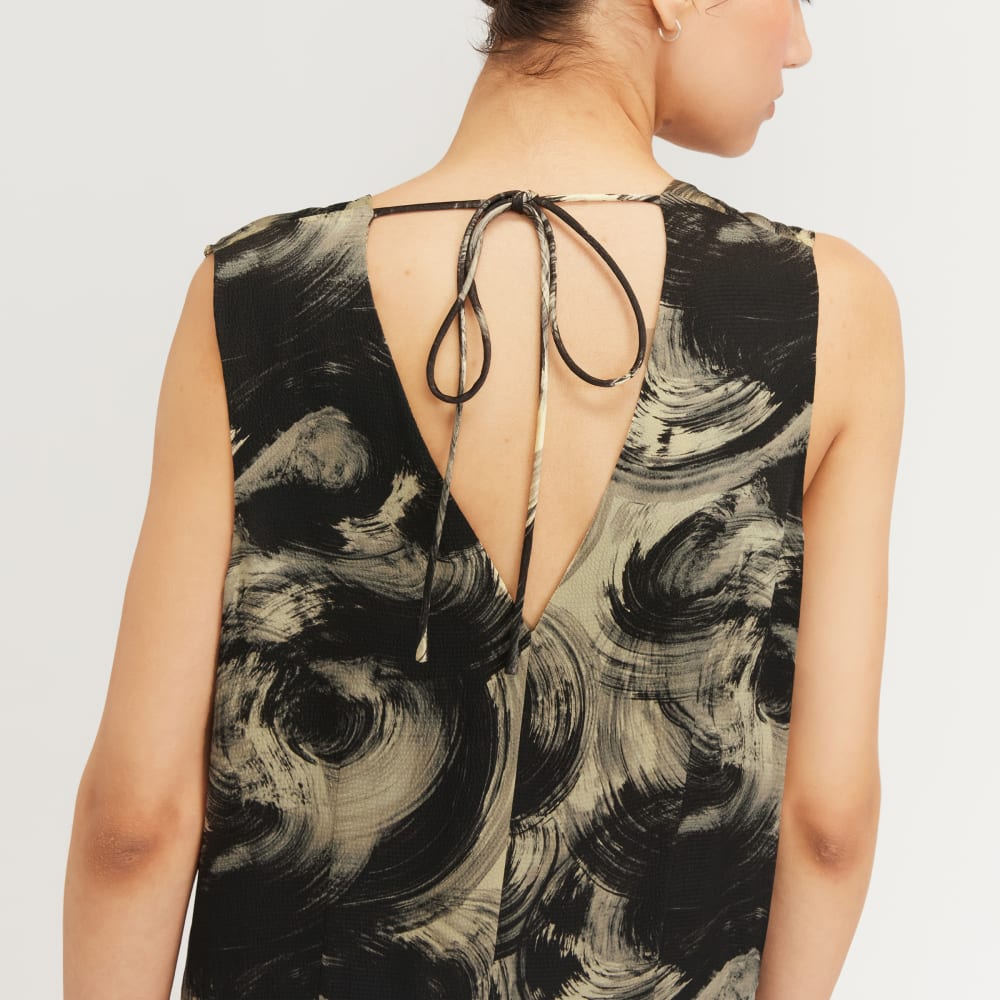 The Satin V-Neck Maxi Dress | Pale Yellow / Black - Image 6