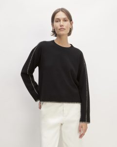 The Good Merino Wool Crewneck Sweater | Black / Buttermilk