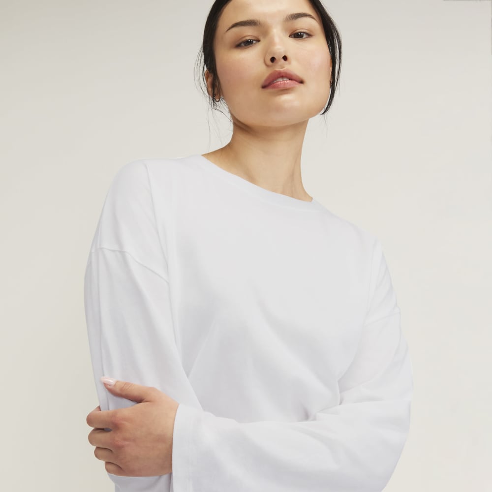 The Organic Cotton Relaxed Long Sleeve Tee | White - Image 3