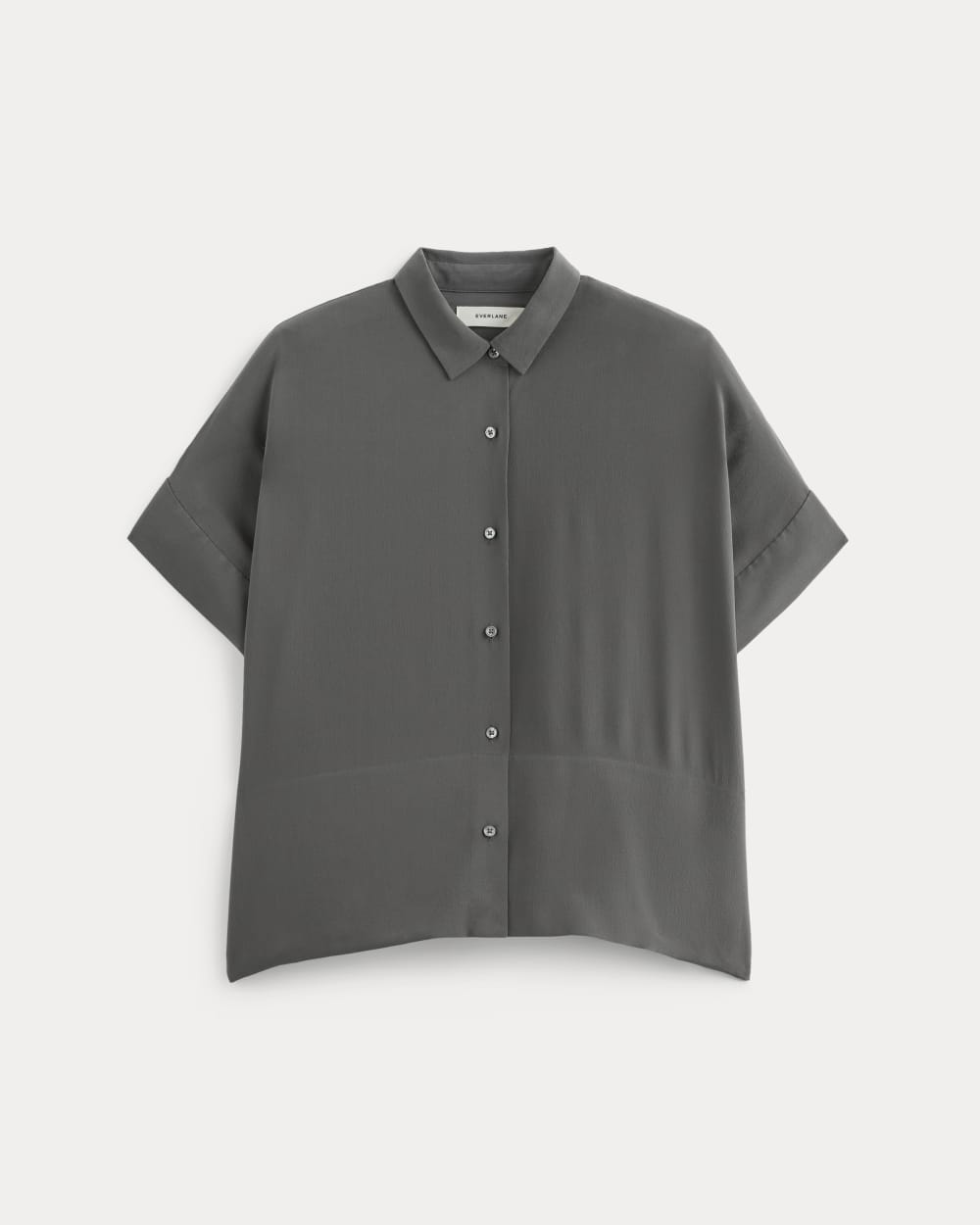 The Boxy Shirt in Washable Silk | Graphite - Image 2