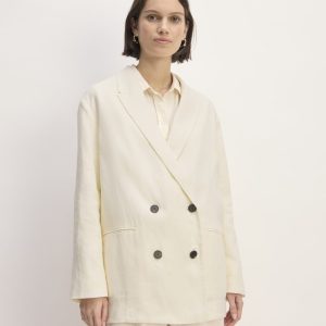 The Linen Double Breasted Blazer | Bone