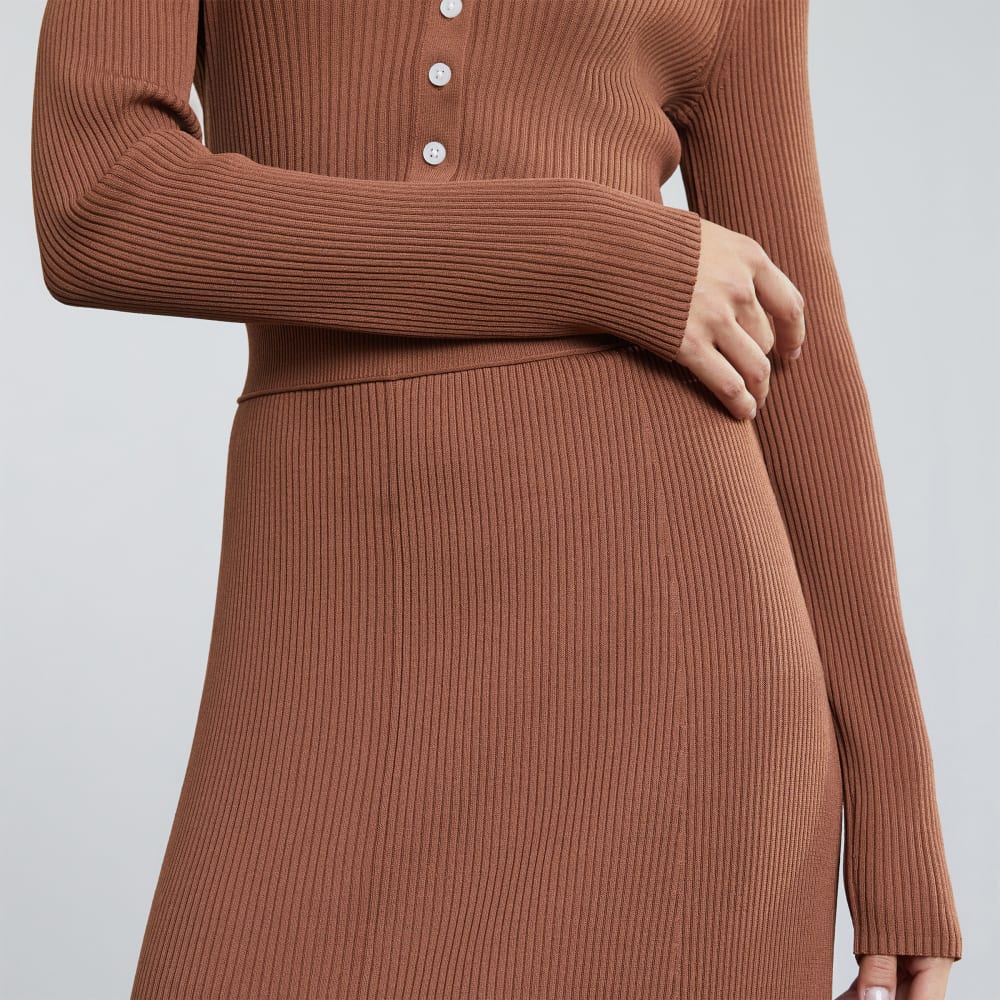 The Ribbed Knit Skirt | Cocoa Brown - Image 5