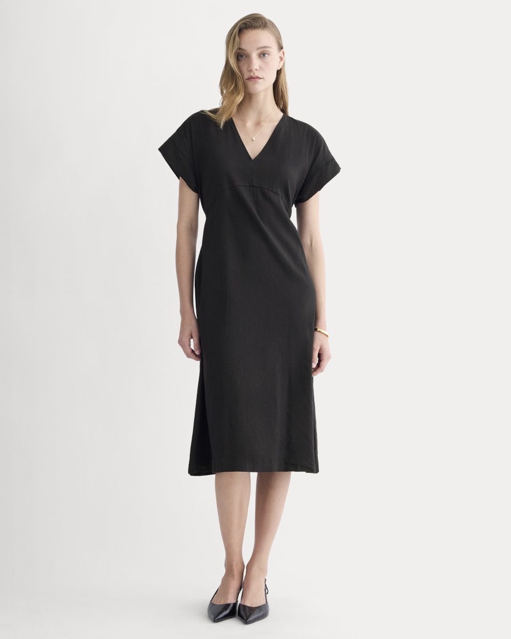 The Tie-Back Dress in Stretch Linen | Black