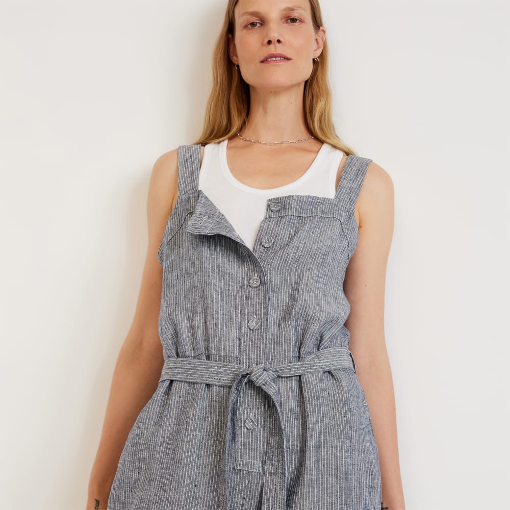 The Linen Jumpsuit | Canvas Tan / Navy - Image 4