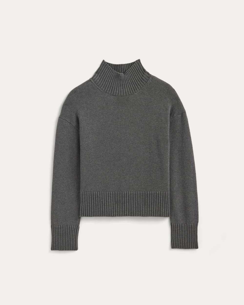 The Boxy Turtleneck in Everyday Cotton | Heathered Charcoal - Image 2