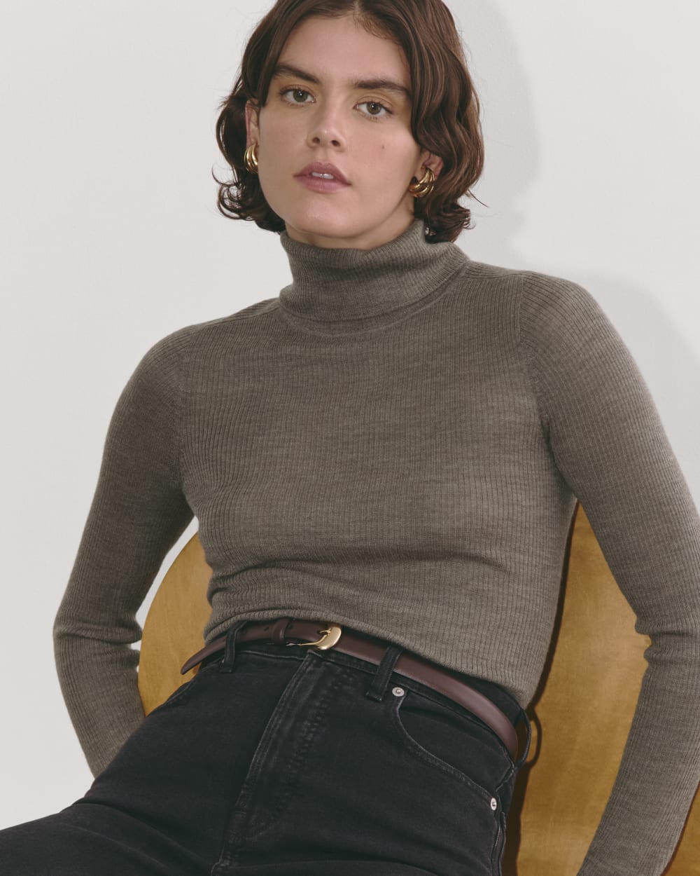 The Turtleneck in Ultrasoft Merino | Heather Cocoa - Image 3