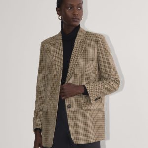 The Oversized Blazer in Wool | Camel Houndstooth