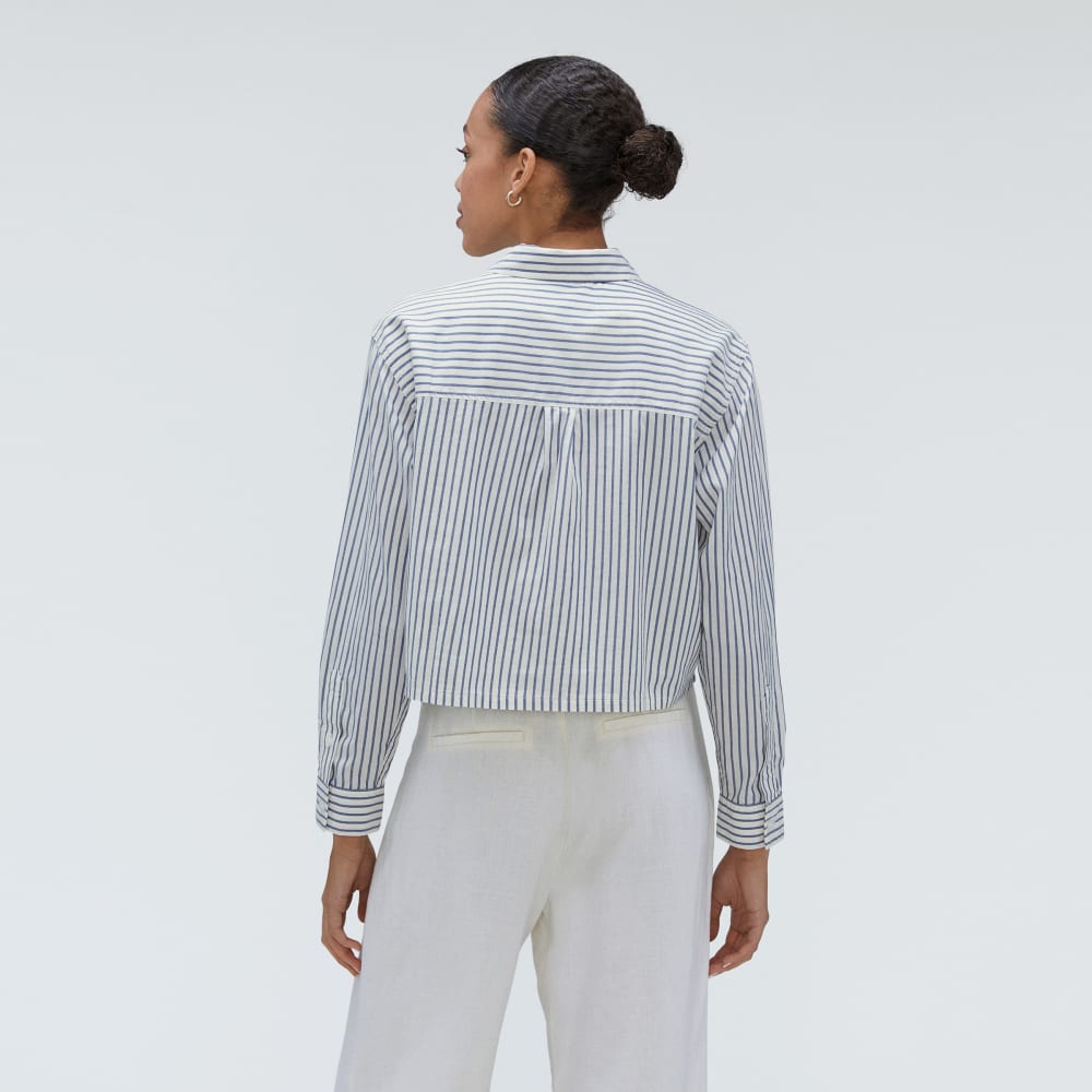 The Way-Short Shirt in Silky Cotton | Deep Blue / Canvas - Image 3