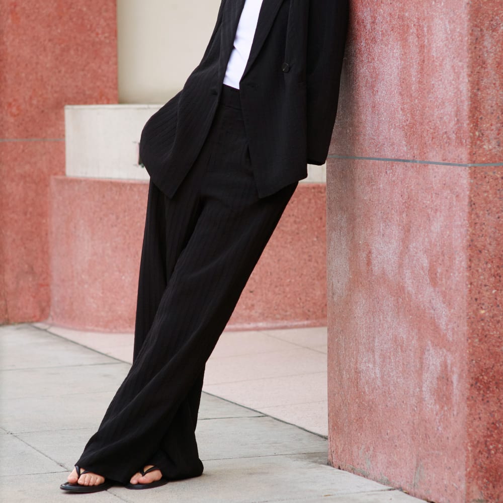 The City Stripe Way-High® Drape Pant | Black - Image 7